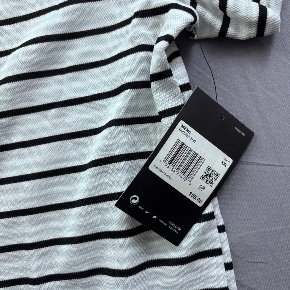 Nike Mens Adelphi University Dri-FIT Striped Golf Polo Shirt White Size‎ XXL NWT